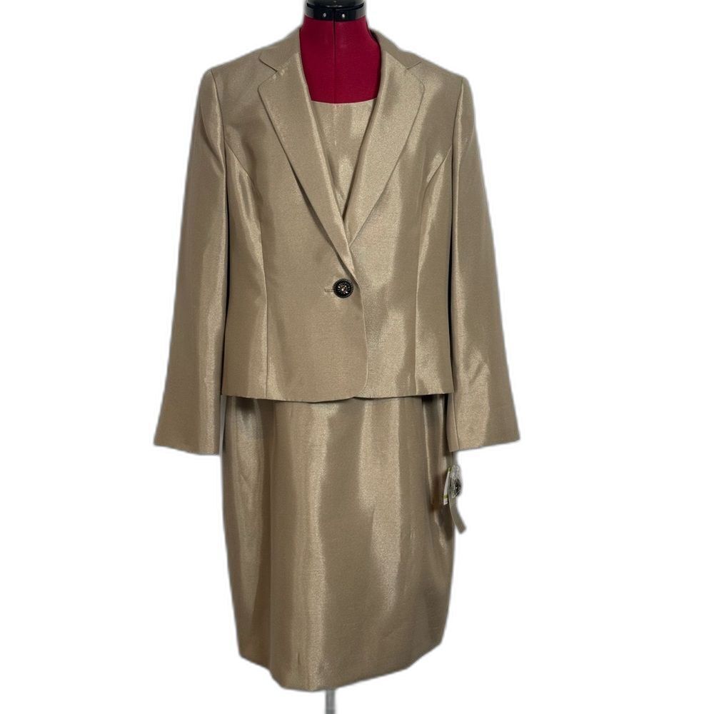 NWT Kasper Jacket Dress Women's Size 14 Bronze 2-Piece Set Blazer & Dress